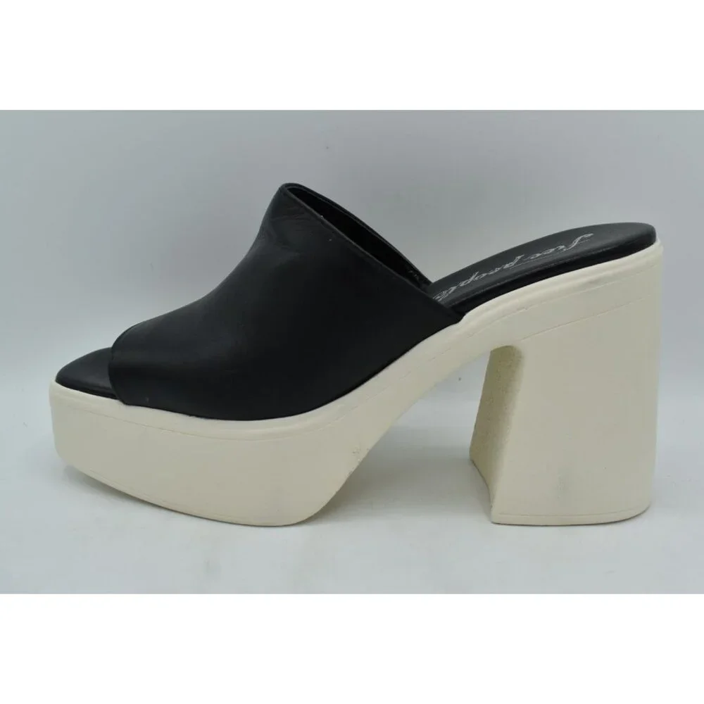 Free People Womens US 9.5 EU 40 Zoe Black Heeled Platform Slide Sandals‎ Shoes